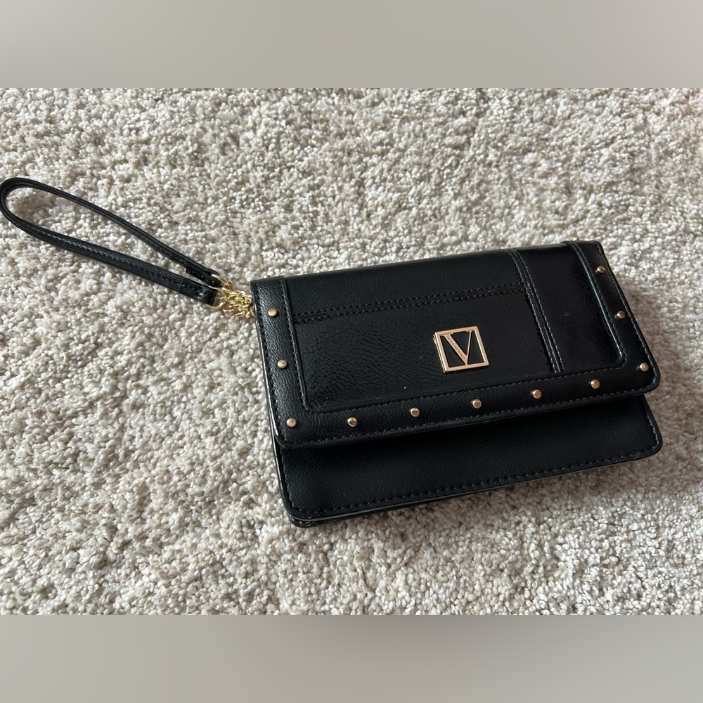 Victoria’s Secret Black Leather Wristlet Clutch
